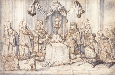 Porträts von Kaiser Maximilian I., seiner Frau, Tochter, Sohn und anderen in der Heiligen Kapelle in Dijon, ca. 1600 von Flemish School