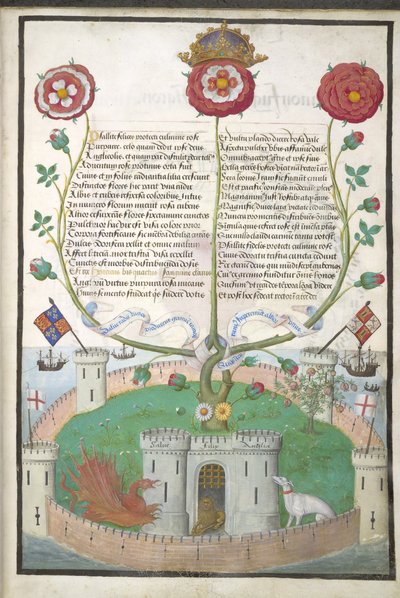 Verse mit Tudor-Symbolen, ca. 1516 (Pergament) von Flemish School
