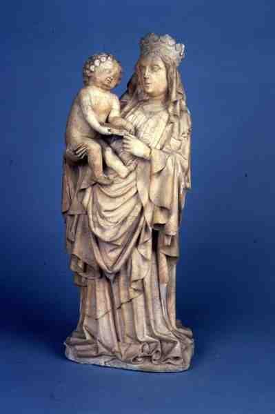 Skulptur der Madonna mit Kind aus Lüttich oder dem Maastal (Alabaster) von Flemish School