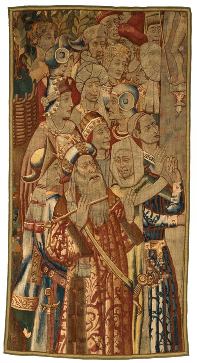Wandteppich, Eine jüdische Versammlung, hergestellt in Flandern, Belgien, möglicherweise Mitte des 15. Jahrhunderts von Flemish School
