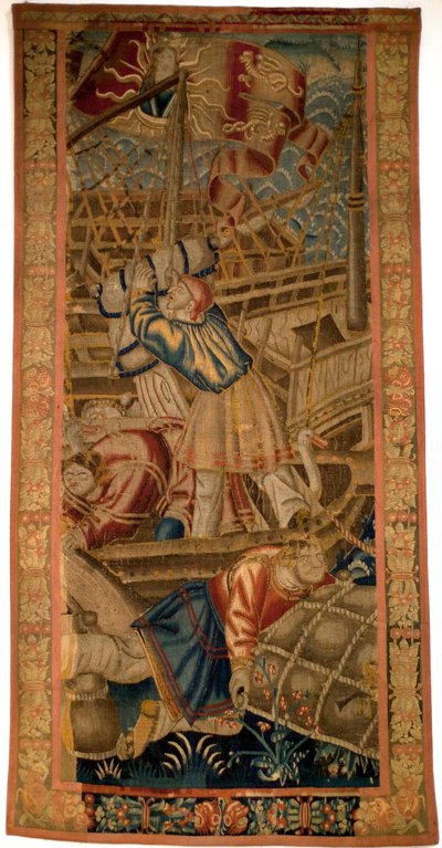 Die Portugiesen in Indien - Flämischer Wandteppich von Tournai aus dem ersten Viertel des 16. Jahrhunderts - Marinemuseum von Lissabon (Portugal) von Flemish School