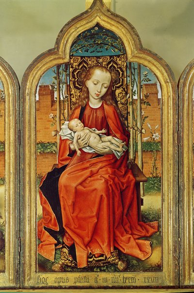 Triptychon von Jean de Witte, Mitteltafel: Jungfrau mit Kind, 1473 von Flemish School