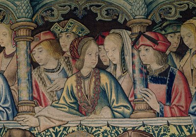 Frauen am Hofe Davids, Detail vom Wandteppich David und Bathseba, ca. 1510-15 von Flemish School