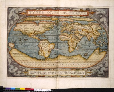 Weltkarte, Theatrum Orbis Terrarum, von Abraham Ortelius von Flemish School