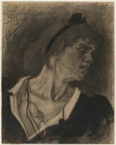 Büste einer Frau mit Lorgnon an einer Schnur um den Hals von Félicien Rops