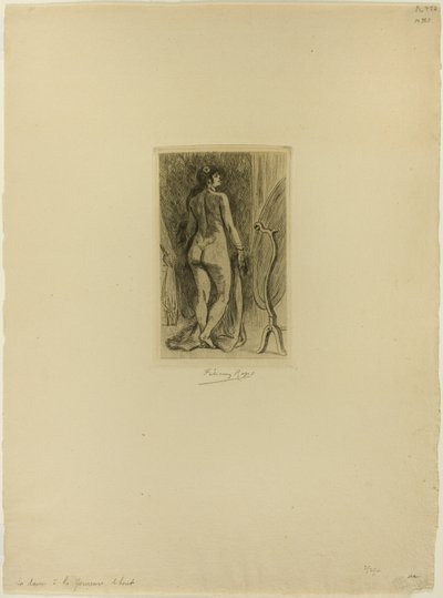 Stehende Frau mit Pelz von Félicien Rops