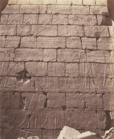Karnak Theben, Palast - Hypostylhalle - Dekoration der Innenwand von Félix Teynard