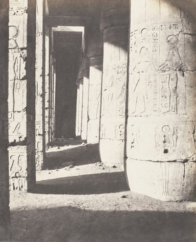 Médinet-Abou Theben, Nachfolgende Konstruktionen - Zweiter Hof - Ga..., 1851-52, gedruckt 1853-54 von Félix Teynard