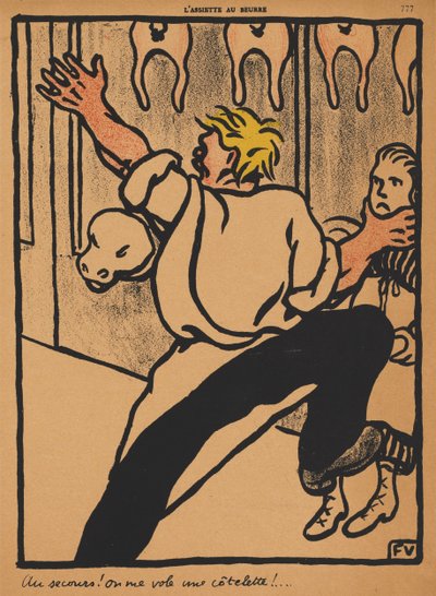 Verbrechen und Strafen XX, 777: Hilfe! Mein Kotelett wird gestohlen! von Félix Vallotton