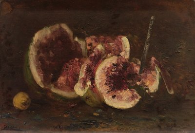 Stillleben mit Wassermelone und Messer, 2. Hälfte des 19. Jahrhunderts von Félix Ziem