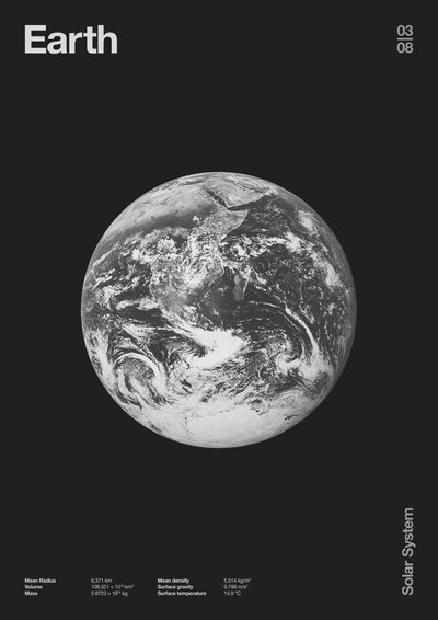 Erde: Minimal Planeten Daten, 2023 von Florent Bodart