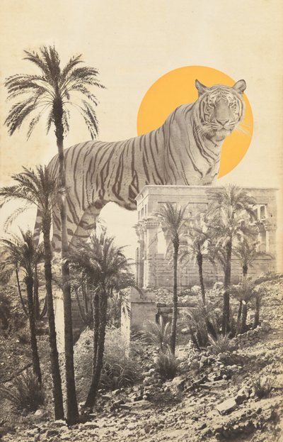Riesentiger in Ruinen und Palmen von Florent Bodart
