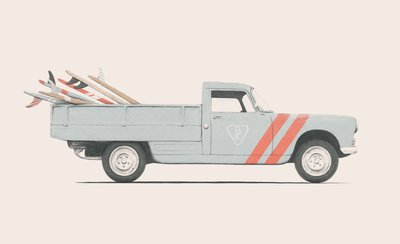 Pickup mit Surfbrettern von Florent Bodart
