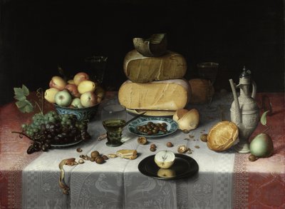 Stillleben mit Käse, um 1615 von Floris Claesz. van Dyck