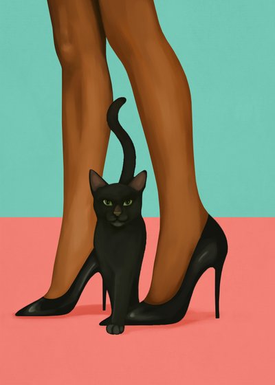 Schwarze Katze High Heels von Flow Line