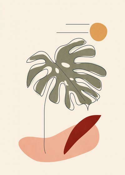 Monstera Blatt Wüstensonne von Flow Line