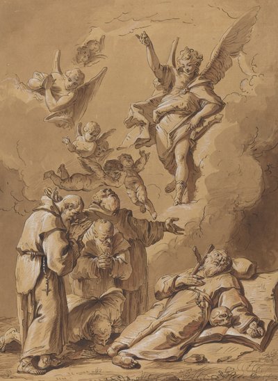 Tod eines heiligen Mönchs von Follower of Francesco Fontebasso
