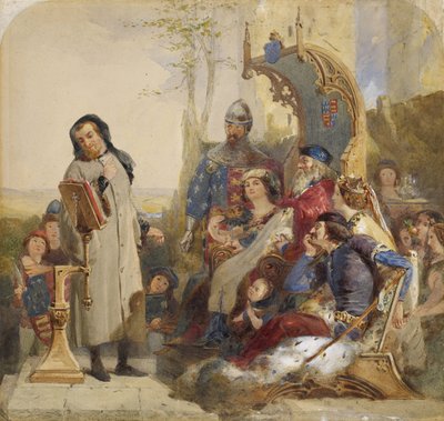 Chaucer am Hof von Edward III - Aquarellversion von Ford Madox Brown