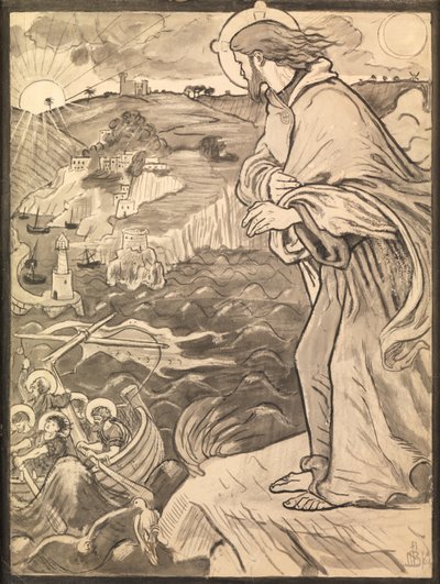 Christus sieht die Jünger am Ruder arbeiten von Ford Madox Brown
