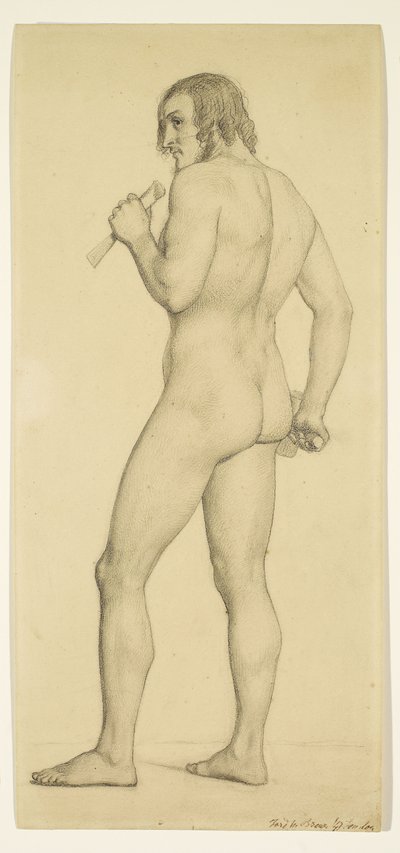 Männlich - Akademische Aktstudie als Bildhauer posiert von Ford Madox Brown