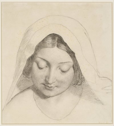 Unsere Dame der Samstagnacht - Studie für den Kopf der Madonna von Ford Madox Brown