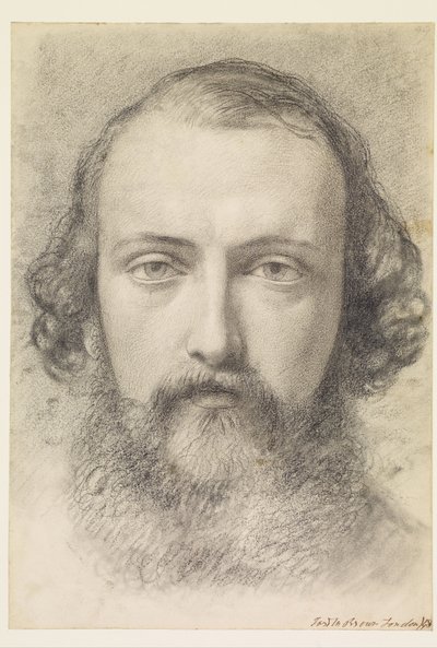 Porträt: Kopfstudie von Daniel Casey (Frontalansicht) von Ford Madox Brown