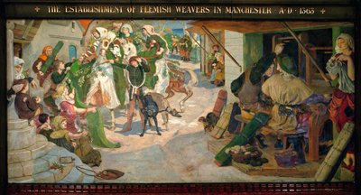 Die Ansiedlung der flämischen Weber in Manchester im Jahr 1363 von Ford Madox Brown