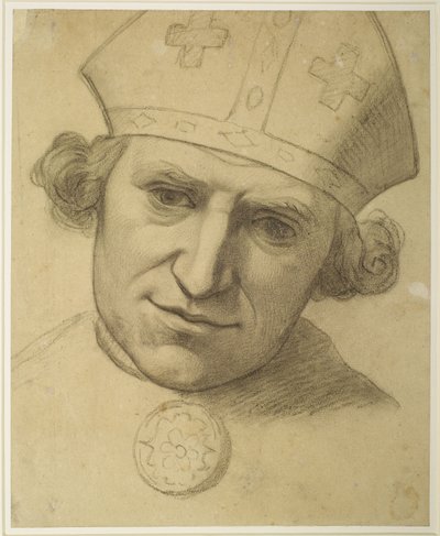 Der Geist der Gerechtigkeit - Studie für den Kopf eines Bischofs von Ford Madox Brown