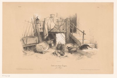 Stall mit Esel, Katze und Maus von Fortuné Ferogio