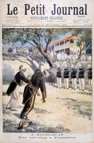 Hinrichtung durch Erschießungskommando in Tananarive, Antananarivo, Madagaskar, 1896 von Fortuné Méaulle