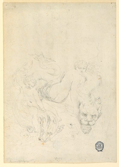 Thetis und Amor reiten auf Fischen, ca. 1820 von Fortunato Duranti