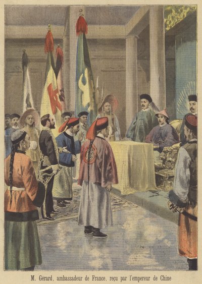 Auguste Gérard, der französische Botschafter in China, wird vom Kaiser empfangen von Fortune Louis Meaulle