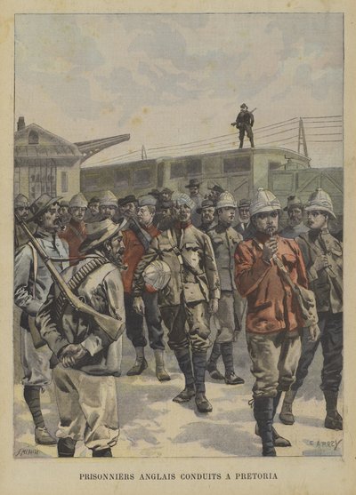 Von den Buren gefangene britische Gefangene werden nach Pretoria transportiert von Fortune Louis Meaulle