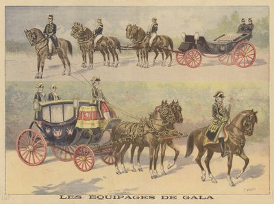 Kutschen, die vom Zaren und der Zarin von Russland bei ihrem Besuch in Frankreich benutzt wurden von Fortune Louis Meaulle