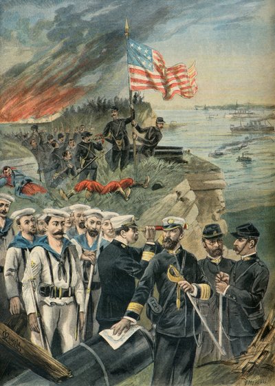 Landung amerikanischer Truppen in Guantanamo, Spanisch-Amerikanischer Krieg 1898 von Fortune Louis Meaulle