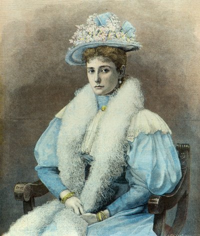 Porträt der Kaiserin Alexandra Feodorowna im Jahr 1896 (Gravur) von Fortune Louis Meaulle