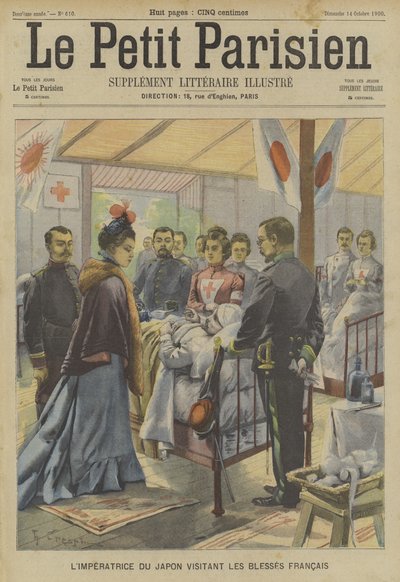 Der Boxeraufstand: Die Kaiserin von Japan besucht französische Verwundete von Fortune Louis Meaulle