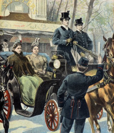 Die niederländische Regentin Emma de Waldeck Pyrmont und die zukünftige Königin Wilhelmine, Paris von Fortune Louis Meaulle