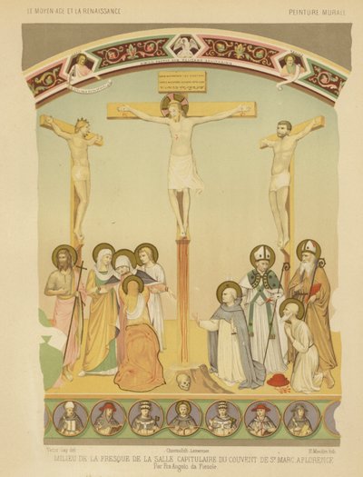 Die Kreuzigung Jesu Christi, Fresko im Kloster San Marco, Florenz von Fra (after) Angelico