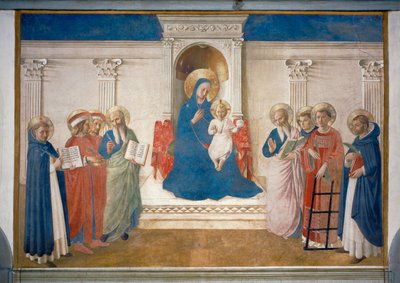 Die thronende Jungfrau, Jesuskind und Heilige, Wandgemälde von Fra (c.1387-1455) Angelico