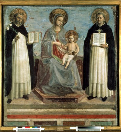 Jungfrau mit Kind umgeben von St. Dominikus von Guzman und St. Thomas von Aquin von Fra (c.1387 1455) Angelico