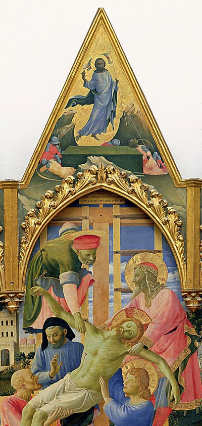 Santa Trinita Altarbild, Rahmen und Spitzen von Lorenzo Monaco (Piero di Giovanni) (ca. 1370-1425) fertiggestellt ca. 1434 (Detail) von Fra  Angelico