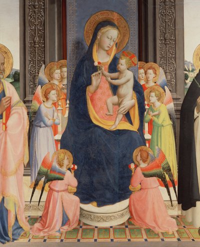 Detail vom Politico Di San Domenico, das die thronende Jungfrau und das Kind mit acht Engeln zeigt (Detail) von Fra Angelico