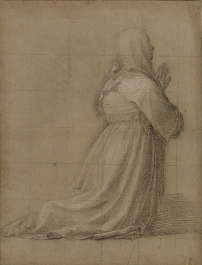 Frau kniend im Gebet, von hinten gesehen (Studie für die Figur der Hl. Katharina) von Fra Bartolomeo