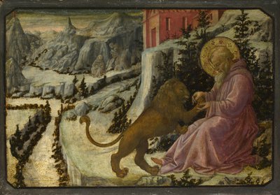 Heiliger Hieronymus und der Löwe Predella-Panel des Pistoia Santa Trinità Altars, 1455-1460 von Fra Filippo Lippi