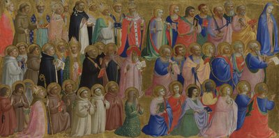 Die Jungfrau Maria mit den Aposteln und anderen Heiligen, Tafel vom Fiesole San Domenico Altarbild, ca. 1423-1424 von Fra Giovanni Angelico da Fiesole