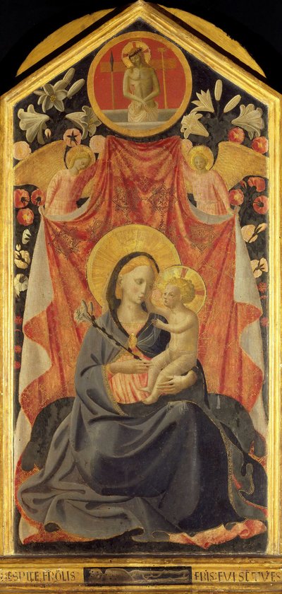 Die Jungfrau und das Kind mit zwei Engeln von Fra Giovanni Angelico da Fiesole
