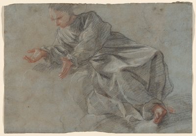 Ein Mönch sitzt mit ausgestreckten Armen [Studie für die Jungfrau in der Vision des seligen Felice da Cantalice] von Fra Semplice da Verona