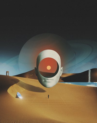 Surrealer Wüstenkopf von Fran Rodríguez