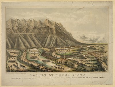 Vorbereitungen für die Schlacht von Buena Vista, auch bekannt als die Schlacht von Angostura, zwischen General Zachary Taylor und General Antonio Lopez de Santa Anna